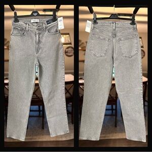 Abercrombie & Fitch High-Rise Straight Leg Jeans in Light Gray Wash